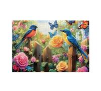 Liorosa Puzzle per adulti, 1000 pezzi, osservatore da giardino, uccello e farfalle su recinzione in legno, estetica di colore morbido, piacere antistress, sfida del cervello, esercizio pratico
