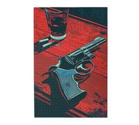 Liorosa Puzzle per adulti, 1000 pezzi revolver vintage con ombre rosso sangue, design vivace e unico, completo di famiglia e amici, attività creative hobby per adulti, regalo per amici