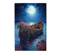 Liorosa Puzzle per adulti, 1000 pezzi, romantica arca di rose su acque celesti, puzzle dettagliato in legno con cielo stellato e riflessi di petali, meravigliosa immaginazione, design unico e bello