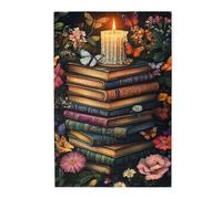 Liorosa Puzzle per adulti 1000 pezzi - Torre del libro incantata con candela luminosa, farfalle svolazzanti e fiori in fiore, angolo di lettura magico, pezzi si adattano perfettamente insieme