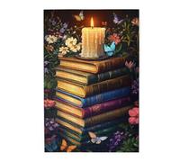 Liorosa Puzzle per adulti, 1000 pezzi, torre incantata del libro con candela luminosa, farfalle e fantasia floreale, scena notturna di lettura mistica, adatta per il tempo libero e l'intrattenimento