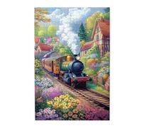 Liorosa Puzzle per adulti, 1000 pezzi, treno a vapore nostalgico attraverso un mare di fiori. Estetica dai colori tenui, ogni pezzo è unico, allevia lo stress e goditi il divertimento di risolvere il