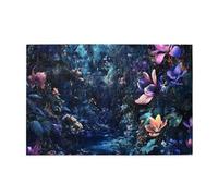 Liorosa Puzzle per adulti 1000 pezzi Twilight Garden, fiori rosso chiaro nella foresta pluviale, arte botanica in legno di alta qualità, vibrante e unico, attività divertenti per le vacanze con la