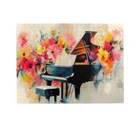 Liorosa puzzle per adulti 500 pezzi acquerello di pianoforte con fiori, puzzle artistico in legno per gli amanti della musica e della natura, adatto per la ricreazione familiare, design unico e bello