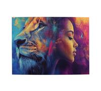 Liorosa Puzzle per adulti 500 pezzi donna mistica e leone, meravigliosa immaginazione, hobby e sfide esplorative, design unico e bello, attività creativa hobby per adulti