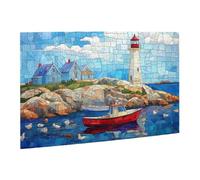 Liorosa Puzzle per adulti 500 pezzi faro costiero, faro vibrante in vetro colorato, esercizio cerebrale impegnativo, adatto per la ricreazione familiare, goditi il processo di risoluzione del puzzle