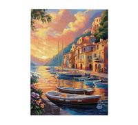 Liorosa Puzzle per adulti 500 pezzi Harbour Dreams - barche, edifici e un cielo. Colori vivaci, impegnativo esercizio cerebrale, ideale per rilassarsi e mostrare per gli appassionati di puzzle