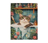 Liorosa Puzzle per adulti 500 pezzi Il gatto nella vasca da bagno, comodo tempo di bagno, design vivace e unico, adatto per il tempo libero e l'intrattenimento in famiglia, goditi il processo di