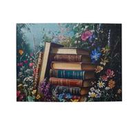 Liorosa Puzzle per adulti 500 pezzi impilati libri antichi circondati da fiori colorati, puzzle in legno di alta qualità per gli amanti della lettura, ideale per rilassarsi e divertimento in famiglia