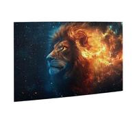 Liorosa Puzzle per adulti, 500 pezzi, leone cosmico infernale, leone maestoso con criniera ardente in nebulosa, arte celeste in legno di alta qualità, design vivace e unico, splendida opera d'arte