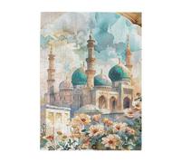 Liorosa Puzzle per adulti, 500 pezzi, moschea ad acquerello con cortile fiorito, estetica dai colori morbidi, esercitare abilità pratiche e pensiero, completo di famiglia e amici