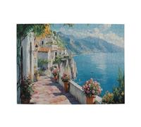 Liorosa Puzzle per adulti 500 pezzi paesaggio costa del Mar Mediterraneo, design unico e bello, pittura ad olio, puzzle adatti per intrattenere con la famiglia durante le vacanze