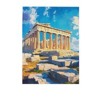 Liorosa Puzzle per adulti 500 pezzi Partenone dorato al tramonto, maestose colonne greche contro cielo azzurro, antico punto di riferimento di Atene, montaggio pratico della tua decorazione domestica