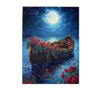 Liorosa Puzzle per adulti, 500 pezzi, romantica arca di rose su acque celesti, puzzle dettagliato in legno con cielo stellato e riflessi di petali, meravigliosa immaginazione, design unico e bello