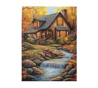 Liorosa Puzzle per adulti, 500 pezzi, serenata autunnale, casa in pietra con ruscello balbettante in caldo tramonto bagliore, ogni pezzo è unico, divertiti a risolvere puzzle con la famiglia e gli