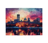 Liorosa Puzzle per adulti, 500 pezzi, splendido skyline della città al tramonto con tramonto colorato, iconici edifici a cupola e riflessi sul fiume, adatti per serate di giochi di festa, goditi il