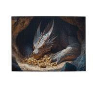 Liorosa Puzzle per adulti, 500 pezzi, tana del drago d'oro, puzzle in legno con pile di tesori scintillanti, vibrante e unico, esercitare abilità pratiche e pensiero, regalo per un amico