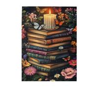Liorosa Puzzle per adulti, 500 pezzi, torre del libro incantato con candela luminosa, farfalle svolazzanti e fiori in fiore, angolo di lettura magico, pezzi si adattano perfettamente insieme