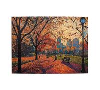 Liorosa Puzzle per adulti, 500 pezzi, tramonto nel parco autunnale, alberi dai colori caldi che incorniciano il passaggio pedonale con lo skyline della città, i pezzi si adattano perfettamente, adatti