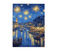 Liorosa Puzzle per adulti al chiaro di luna, 500 pezzi, scena romantica di Venezia con fuochi d'artificio scintillanti e architettura barocca, adatto per serate di giochi di festa, regalo adatto per