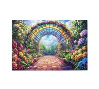 Liorosa Puzzle per porte fiorite per adulti 1000 pezzi, arco coperto di fiori con petali arcobaleno, puzzle stravagante in legno, ogni pezzo è unico, colori vivaci, regali per amici e familiari