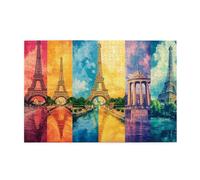 Liorosa Puzzle sinfonico a colori della Torre Eiffel per adulti, 1000 pezzi, puzzle in legno con cieli arcobaleno e strade parigine, vibrante e unico, adatto per ricreazione familiare e decorazione da