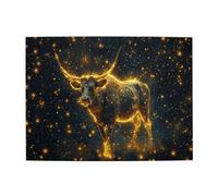 Liorosa Puzzle Toro per adulti 500 pezzi, il puzzle in legno del Toro nel cielo stellato luminoso, adatto per la ricreazione familiare e la decorazione della parete, esercitare abilità pratiche e