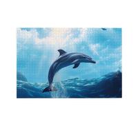 Liorosa Puzzle vibrante da 1000 pezzi dell'ora d'oro del delfino, classico puzzle in legno di arte della fauna selvatica, impegnativo esercizio cerebrale, piacere alleviare lo stress, sfida a te