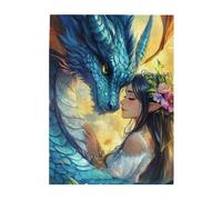 Liorosa Puzzle vibrante da 500 pezzi drago e incantevole racconto del genio. Splendido puzzle in legno con ogni pezzo pieno di fantasia. Ideale per gli amanti della fantasia Rilassante Art Time