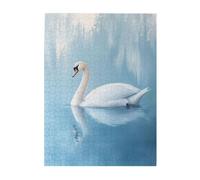 Liorosa Puzzle vibrante da 500 pezzi - Grazioso cigno bianco sul lago, morbido puzzle in legno blu acquerello per relax e decorazione della casa, vibrante e unico, goditi il processo di risoluzione