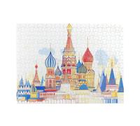 Liorosa Puzzle vibranti dello skyline russo per adulti, 500 pezzi, cupole ornamentali rosse e blu, puzzle in legno di alta qualità per gli amanti dell'architettura, adatto per le attività ricreative