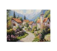 Liorosa Puzzle vintage di campagna per adulti 500 pezzi, villaggio di montagna pieno di fiori vivaci, pezzi si adattano perfettamente, adatti per la ricreazione familiare e la decorazione della parete