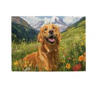 Liorosa Puzzles - Puzzles per adulti con cucciolo sorridente nel prato fiorito, design vivace e unico, brainstorming per alleviare lo stress, ideale per il relax e il divertimento in famiglia, per gli