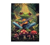 Liorosa Rana musicale nelle foreste incantate 500 pezzi puzzle vibrante suonando chitarra su moncone muschiato puzzle arte in legno per gli amanti della natura, ideale per il relax e il divertimento