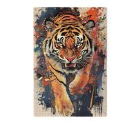 Liorosa Retro Tiger - Puzzle in legno da 1000 pezzi, per adulti, cacciatore feroce, hobby creativo per adulti, ideale per rilassarsi e mostrare per gli appassionati di animali, splendida opera d'arte