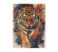 Liorosa Retro Tiger - Puzzle in legno da 500 pezzi, per adulti, cacciatore feroce, hobby creativo per adulti, ideale per rilassarsi e esporre per gli appassionati di animali, splendida opera d'arte
