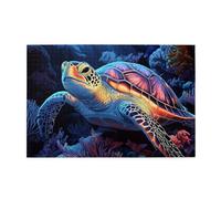 Liorosa Ritratti di tartarughe marine 1000 pezzi di puzzle in legno per adulti, divertenti puzzle della serie di animali subacquei, ogni pezzo è unico, hobby e sfide esplorative, regalo per gli amanti