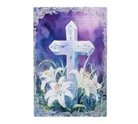 Liorosa Sacred Blossoms - Puzzle in legno da 1000 pezzi, croce di pietra con motivi incisi in mezzo a gigli bianchi al crepuscolo, arte religiosa in legno di alta qualità, regali per amici e familiari