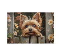 Liorosa Scena da giardino recinzione 1000 pezzi di puzzle in legno per adulti, adorabile cane e farfalla, puzzle sfidante a tema naturale per il relax, adatto per la ricreazione in famiglia, regalo