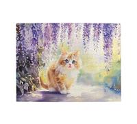 Liorosa Serene Cat & Wisteria 500 pezzi puzzle vibrante, affascinante scena ad acquerello con fogliame illuminato dal sole e felino curioso, adatto per la ricreazione in famiglia, design unico e bello
