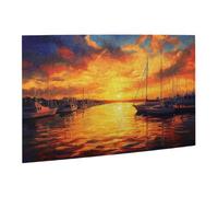 Liorosa Serene Marina At Twilight Puzzle da 500 pezzi per adulti, acqua simile a specchio con sagome di barche, puzzle in legno a tema natura, hobby e sfide esplorative, regalo per un amico