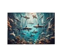 Liorosa squali sciame 1000 pezzi di puzzle in legno per adulti, marino colorato, rilassante arte del mare profondo per gli appassionati di puzzle, esercitare abilità pratiche e pensare pazienza