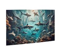 Liorosa Squali sciame 500 pezzi di puzzle in legno per adulti, colorato marino, rilassante arte del mare profondo per gli appassionati di puzzle, esercitare abilità pratiche e pensare pazienza, regalo