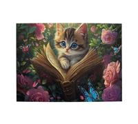 Liorosa Storybook Garden With Curious Cat Puzzle da 500 pezzi per adulti, libro antico e fantasia floreale, montaggio pratico della tua casa, decorazione da parete, regalo divertente per gli amanti
