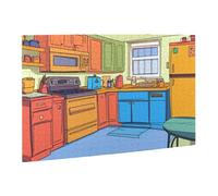 Liorosa Sunny Kitchen Dreams Puzzle per adulti 500 pezzi, armadi ed elettrodomestici rossi vivaci nella casa dei cartoni animati, rilassati, divertiti a risolvere puzzle con la famiglia e gli amici