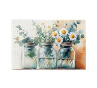 Liorosa Sunny Window davanzale puzzle natura morta per adulti 1000 pezzi, barattoli di vetro con margherite fresche in tonalità acquerello, relax profondo per te stesso, regali per amici e familiari