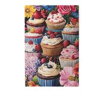 Liorosa Sweet Symphony, puzzle in legno per adulti, 1000 pezzi, cupcake colorati che ballano con farfalle nel paese delle meraviglie floreale, per gli amanti del cibo, dimentica i problemi della vita