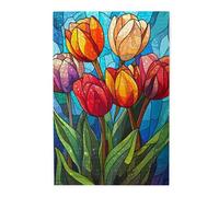 Liorosa Tulips Reverie - Puzzle da 1000 pezzi per adulti, dove ogni pezzo svela un frammento di gloria di vetro colorato, rilassamento profondo per te stesso, divertiti a risolvere puzzle con la
