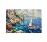 Liorosa viaggio in barca a vela 1000 pezzi di puzzle in legno per adulti, bella illustrazione di paesaggi naturali della costa, hobby esplorativi e sfide, adatto per la ricreazione in famiglia