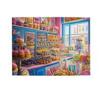 Liorosa Whimsical Sweet Shop - Puzzle in legno per adulti, 500 pezzi, con cupcake colorati in blu pastello, per rilassarsi, esercitare abilità pratiche e pensieri, regalo per amanti dei dolci